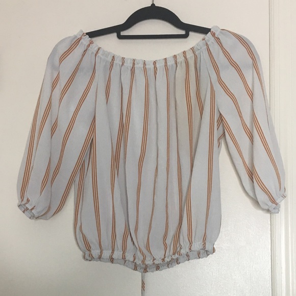 Orange Striped Off the Shoulder Top (Medium) - Picture 2 of 9
